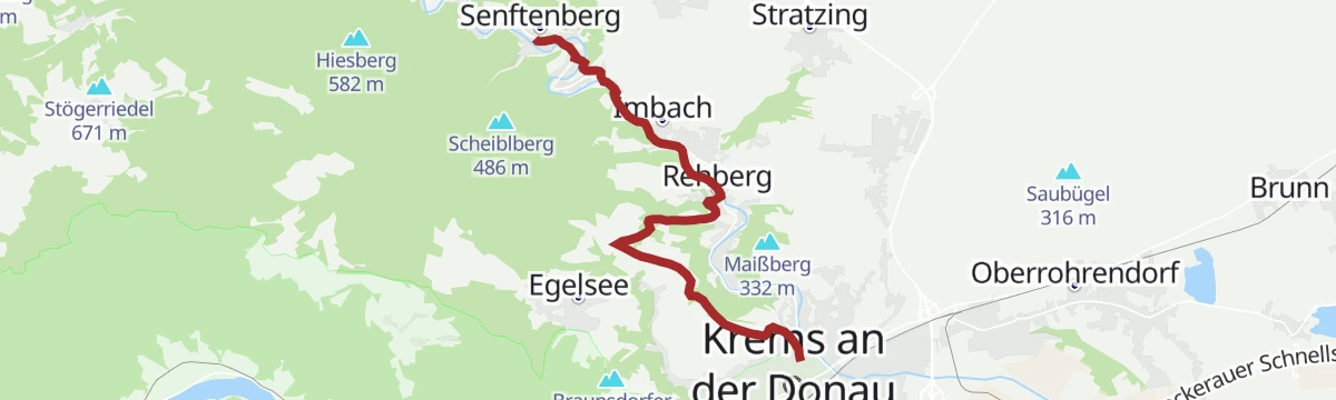 Route map: Weitwanderweg Kremstal-Donau 15: Senftenberg